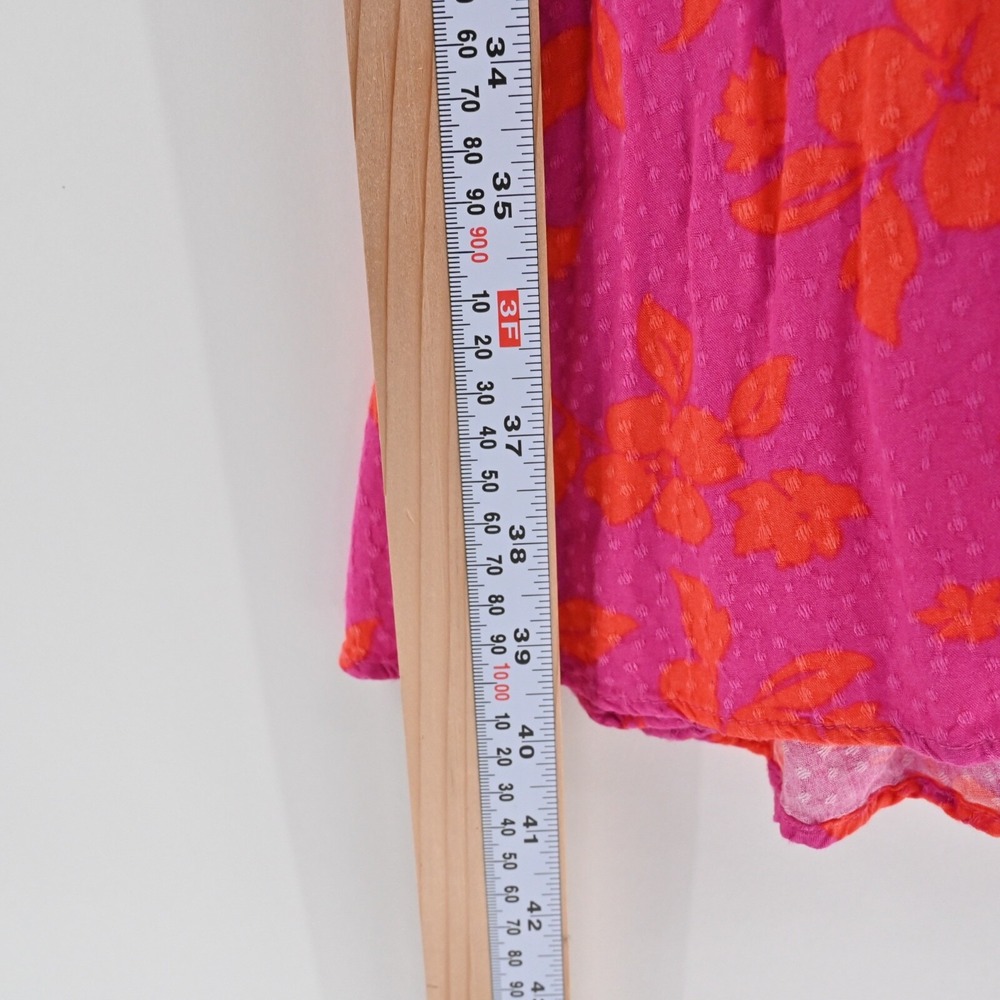 DRAPER JAMES Dress Size S Pink Orange Floral Smocked V Neck Balloon Long Sleeve - Picture 5 of 14